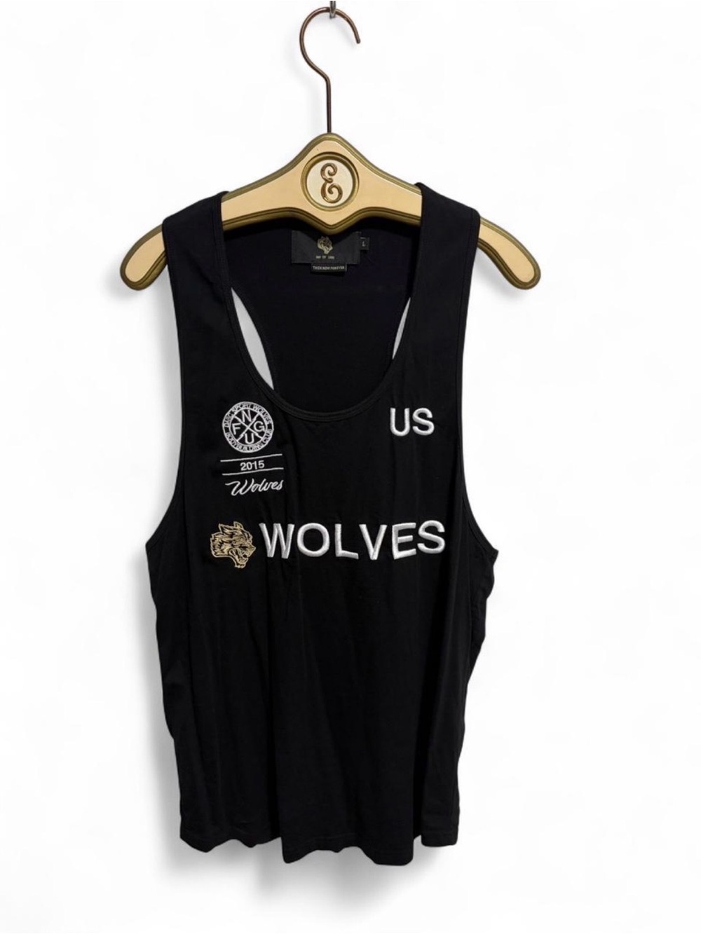 Darc Sport Black Tank Top with White and Gold Accents - "Wolves"